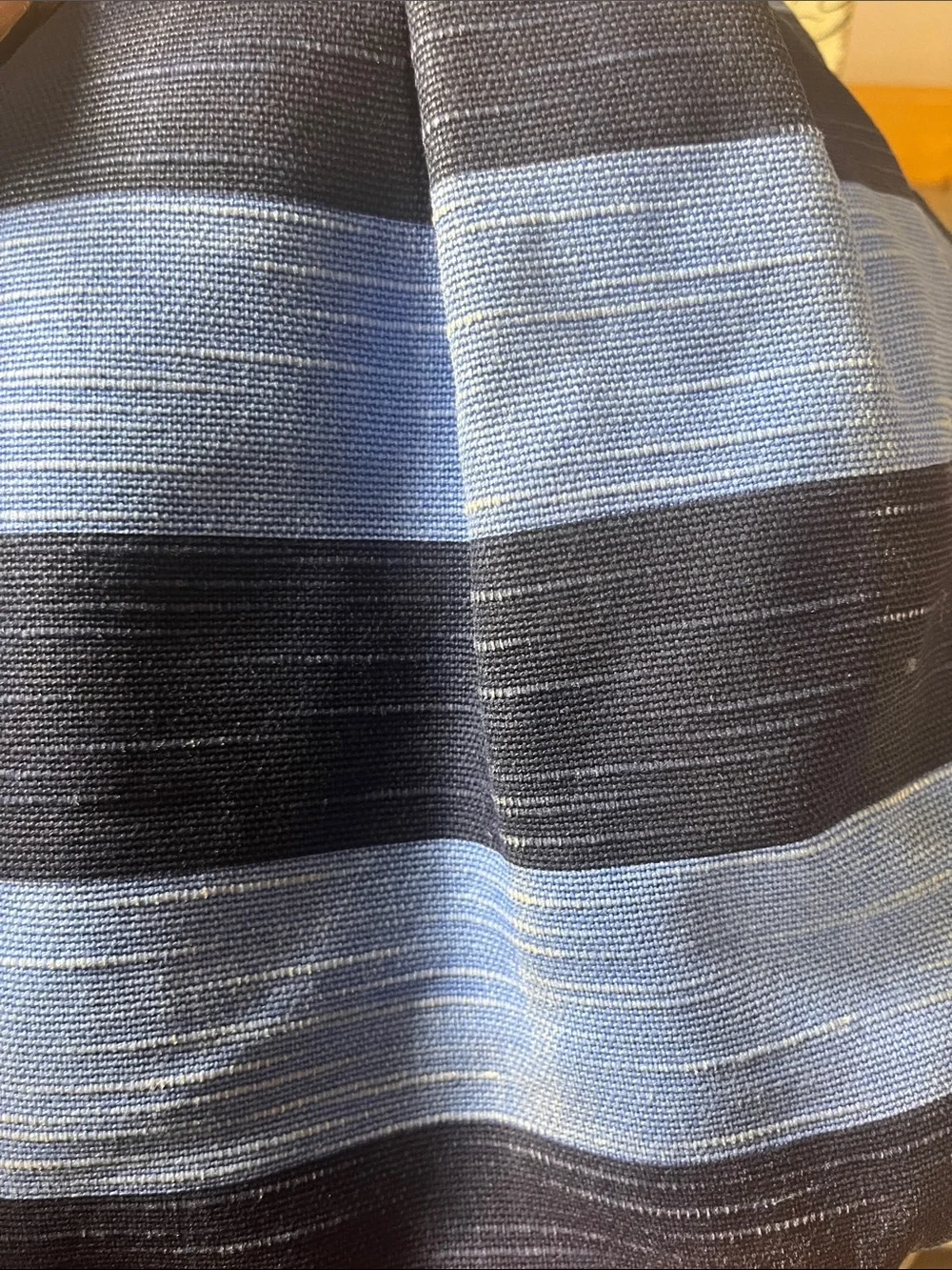 kate spade Blue and Navy Striped Tote with Brown Handles